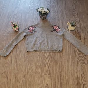 Cloud Chaser Embroidered Grey Sweater